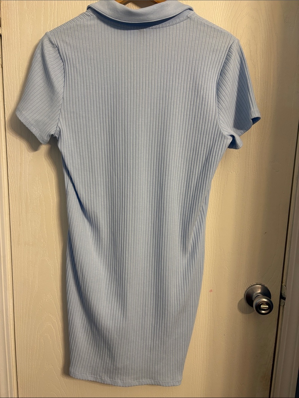 H&M Light Blue Ribbed Polo Mini Dress - Picture 5 of 7